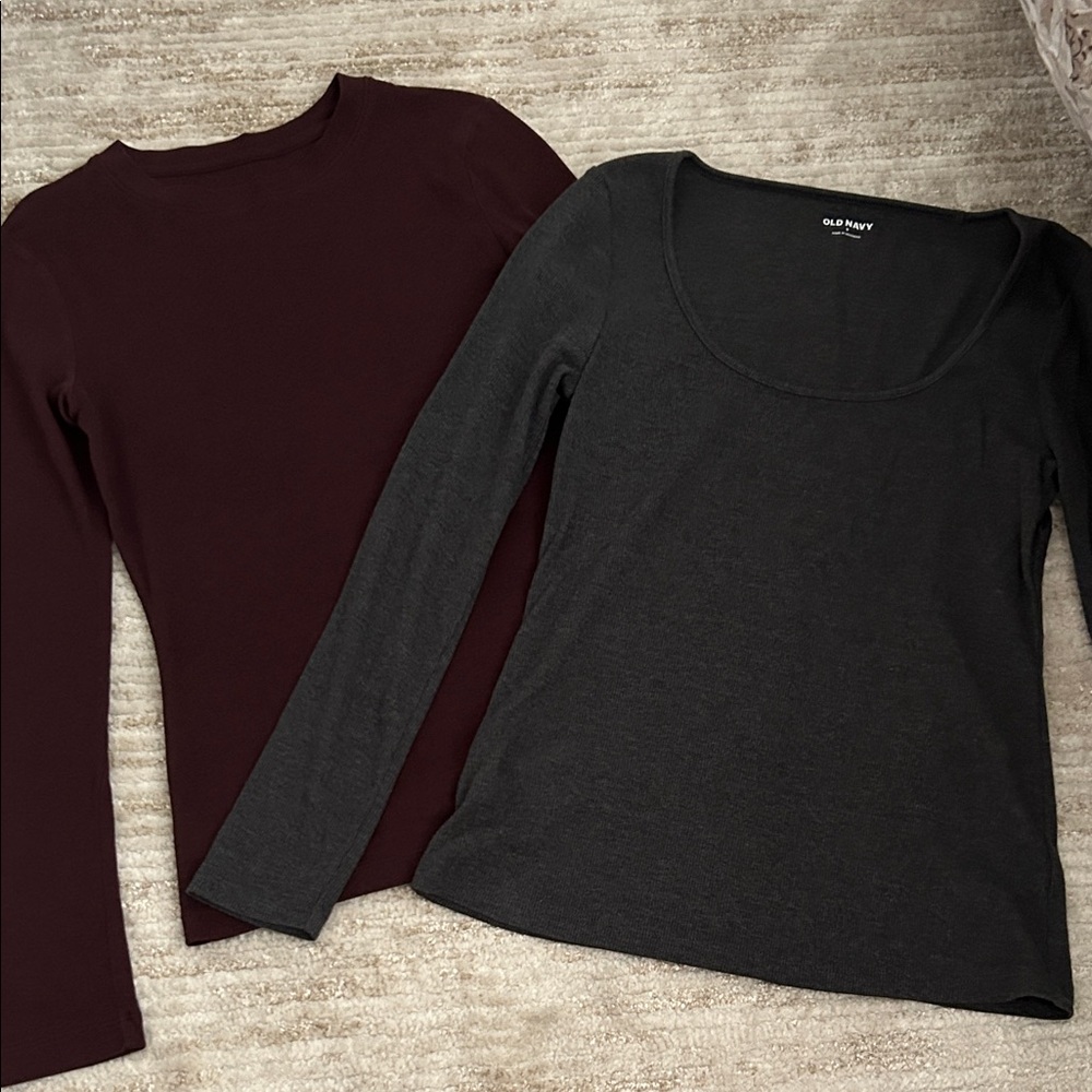 Old Navy Burgundy and Charcoal Long Sleeve Tops